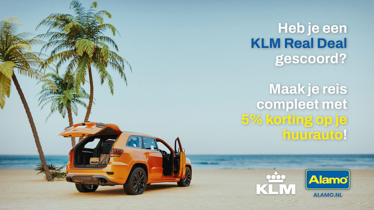 Boek je huurauto met KLM Real Deal korting